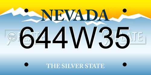 644W35 Nevada License Plate