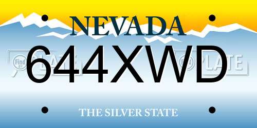 644XWD Nevada License Plate