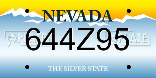 644Z95 Nevada License Plate