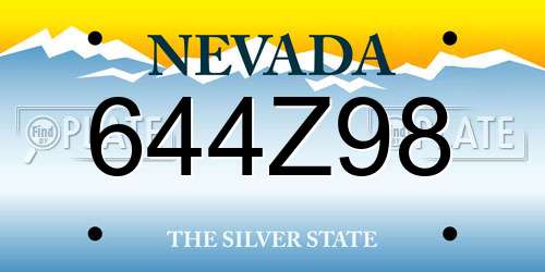 644Z98 Nevada License Plate