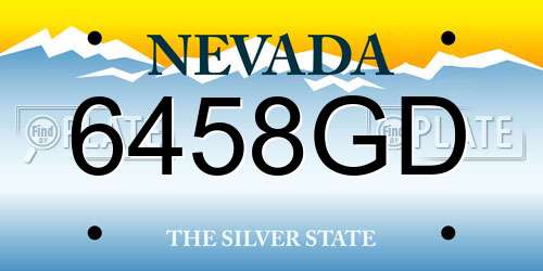 6458GD Nevada License Plate