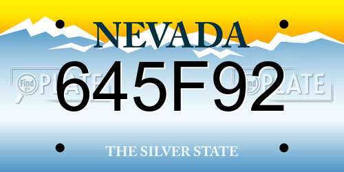 645F92 Nevada License Plate