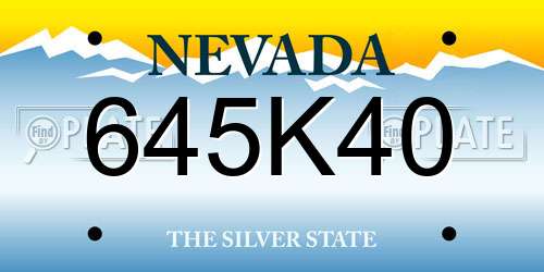 645K40 Nevada License Plate
