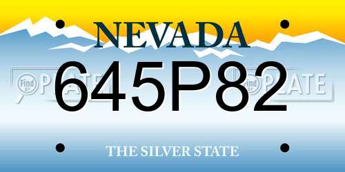 645P82 Nevada License Plate
