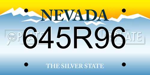 645R96 Nevada License Plate