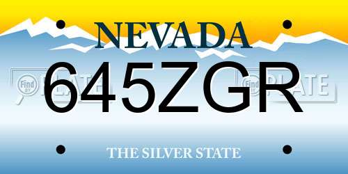 645ZGR Nevada License Plate