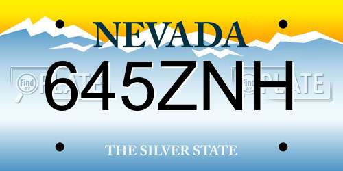 645ZNH Nevada License Plate