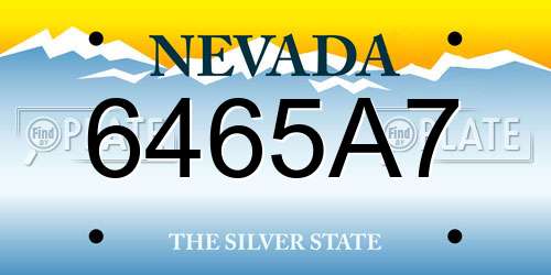 6465A7 Nevada License Plate