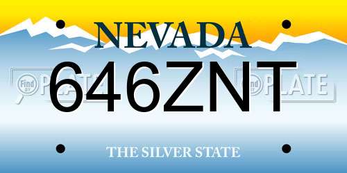 646ZNT Nevada License Plate