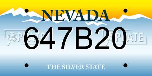 647B20 Nevada License Plate