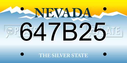 647B25 Nevada License Plate