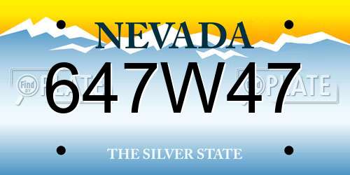 647W47 Nevada License Plate