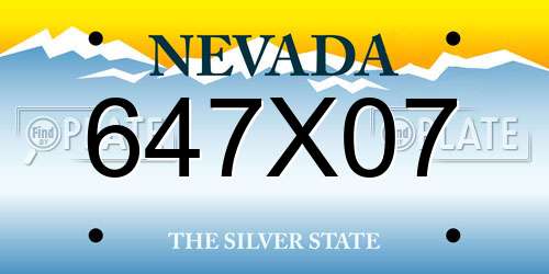 647X07 Nevada License Plate