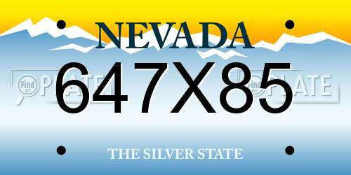 647X85 Nevada License Plate