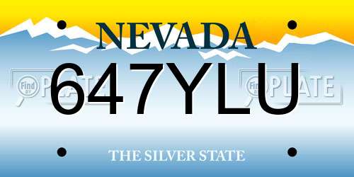 647YLU Nevada License Plate