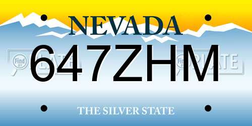 647ZHM Nevada License Plate
