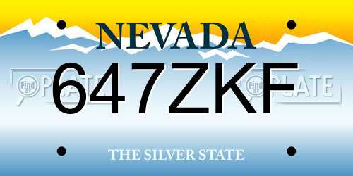 647ZKF Nevada License Plate