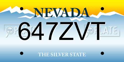 647ZVT Nevada License Plate