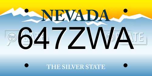 647ZWA Nevada License Plate
