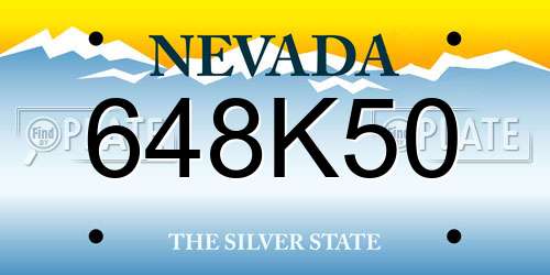 648K50 Nevada License Plate