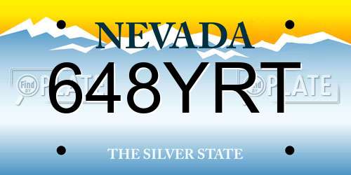 648YRT Nevada License Plate