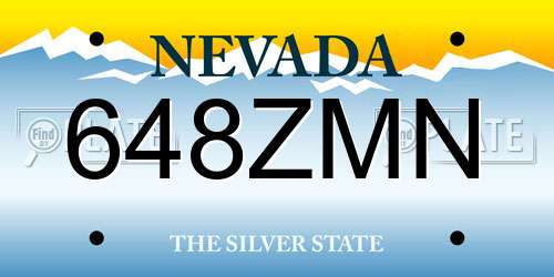 648ZMN Nevada License Plate