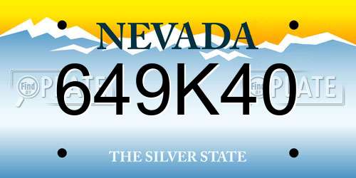 649K40 Nevada License Plate