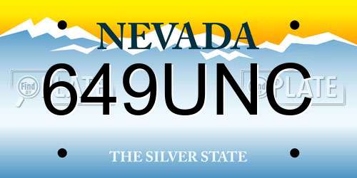 649UNC Nevada License Plate