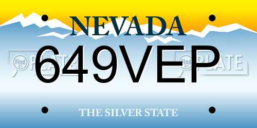 649VEP Nevada License Plate