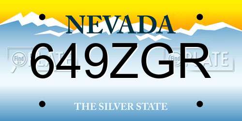 649ZGR Nevada License Plate