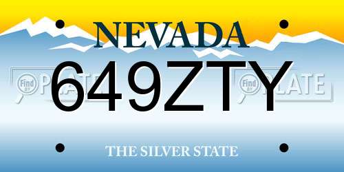 649ZTY Nevada License Plate