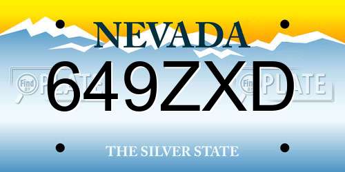 649ZXD Nevada License Plate