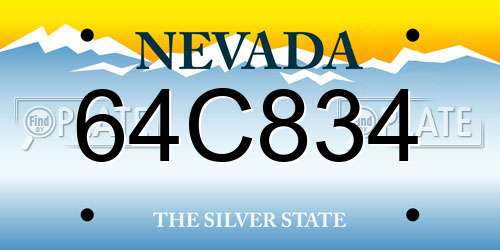 64C834 Nevada License Plate