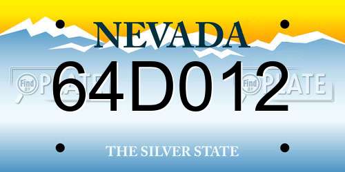 64D012 Nevada License Plate