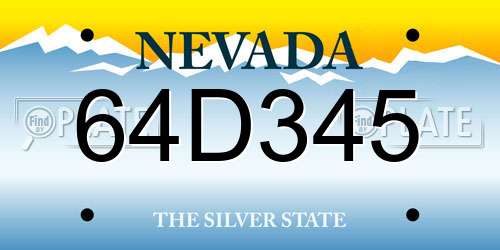 64D345 Nevada License Plate