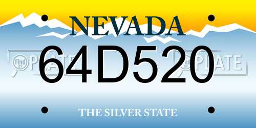 64D520 Nevada License Plate