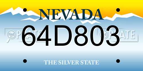 64D803 Nevada License Plate