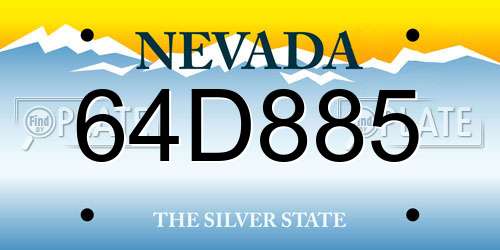 64D885 Nevada License Plate