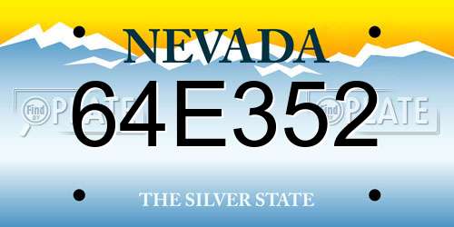 64E352 Nevada License Plate