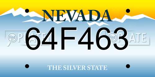 64F463 Nevada License Plate