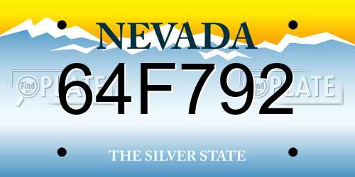 64F792 Nevada License Plate
