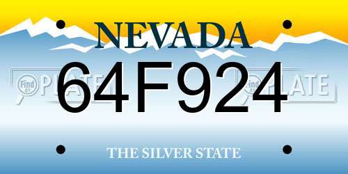64F924 Nevada License Plate