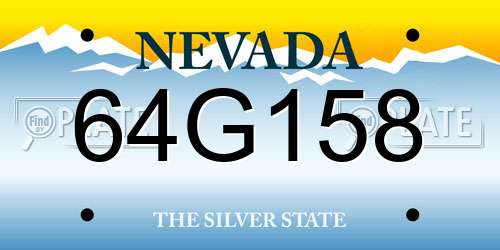 64G158 Nevada License Plate