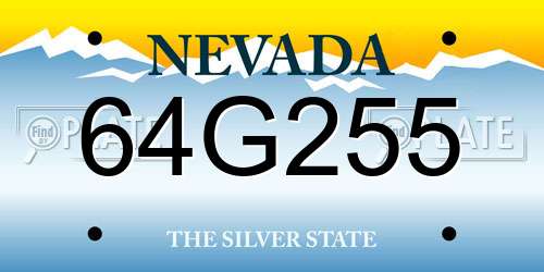 64G255 Nevada License Plate