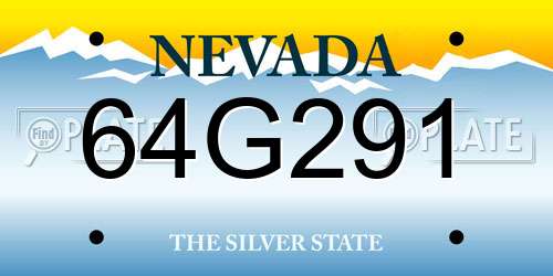 64G291 Nevada License Plate