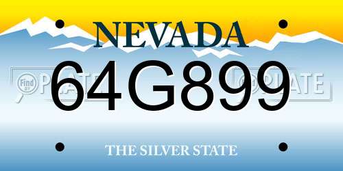 64G899 Nevada License Plate
