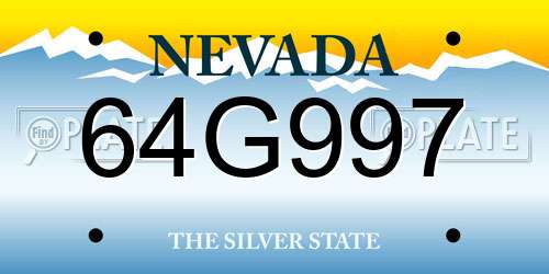 64G997 Nevada License Plate