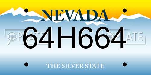 64H664 Nevada License Plate