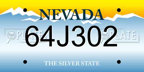 64J302 Nevada License Plate