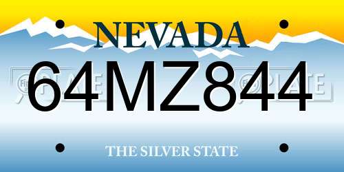 64MZ844 Nevada License Plate